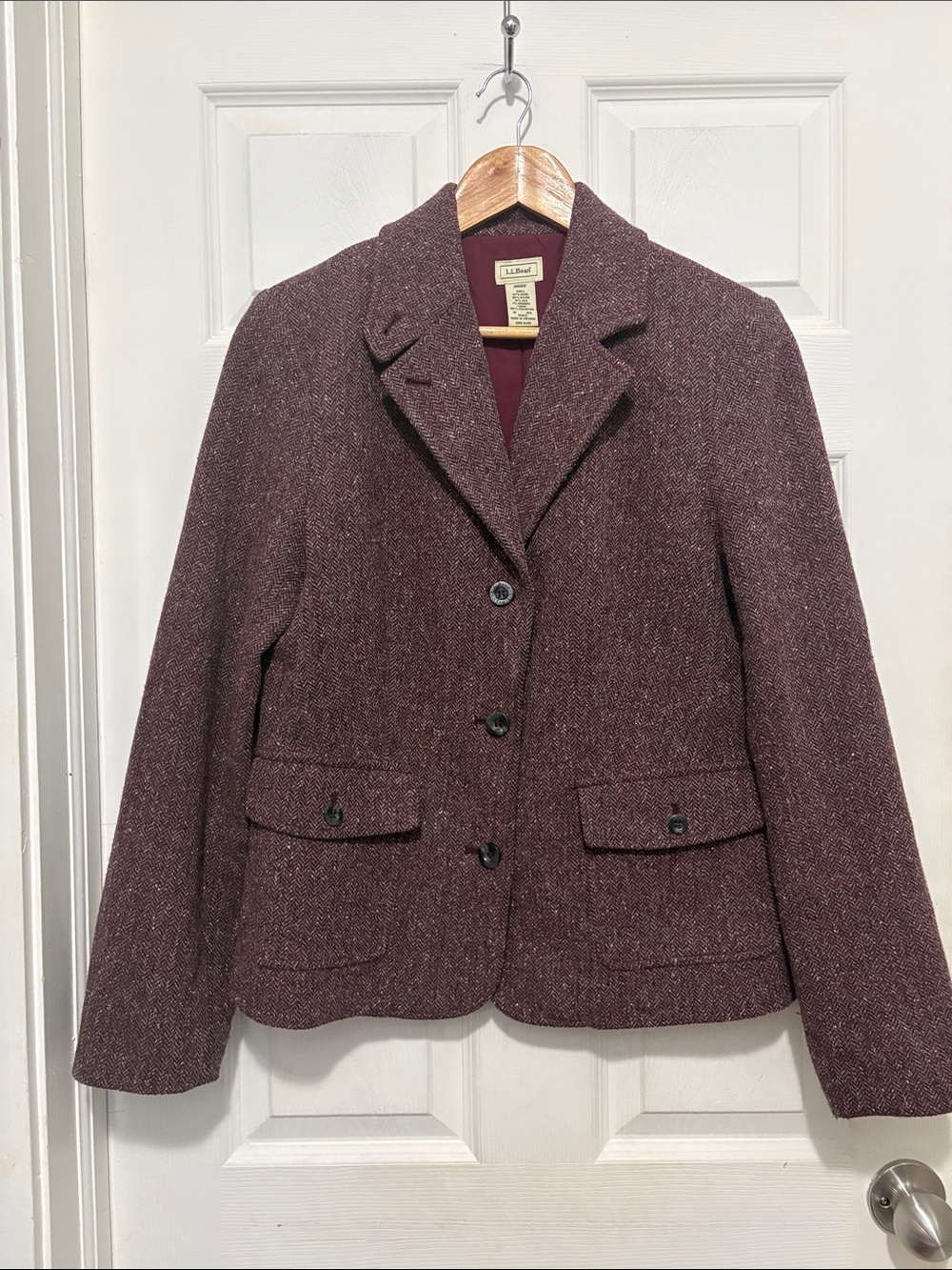 Vintage L.L. Bean Women's Maroon Tweed Blazer